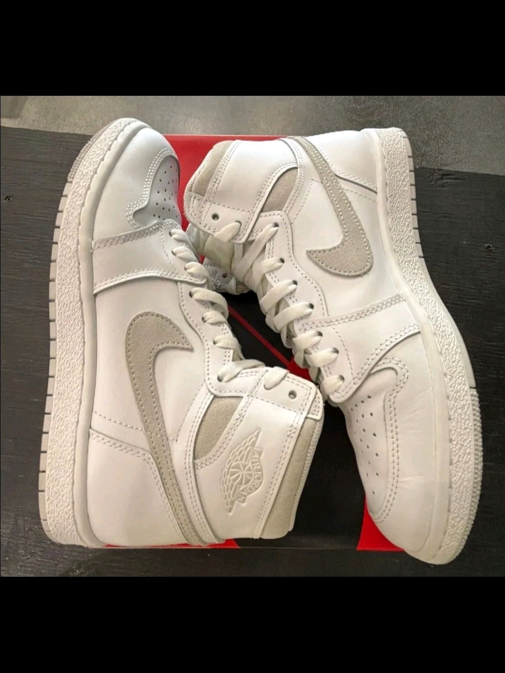 Jordan 1 High-Top 85 Neutral Grey Sneakers in White and Light Gray